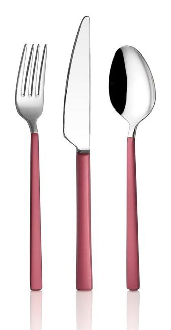 Avcı Mat 72 Parça 12 Kişilik Çatal Kaşık Takımı Pembe