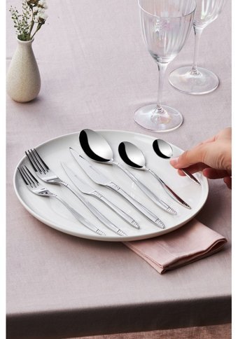 Karaca Holey Elegance 84 Parça 12 Kişilik Çatal Kaşık Bıçak Takımı Platin