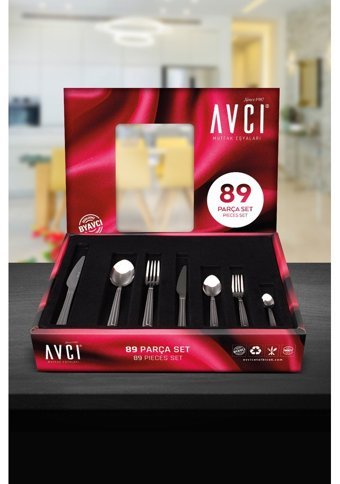 Avcı Yakamoz 89 Parça 12 Kişilik Çatal Kaşık Bıçak Takımı Gümüş
