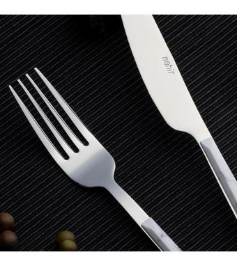 Nehir Flora 36 Parça 6 Kişilik Çatal Kaşık Takımı Gümüş