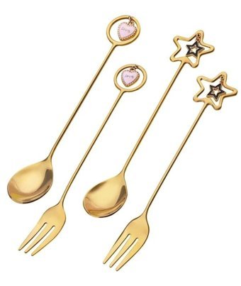 Luckystars 4 Parça 2 Kişilik Çatal Kaşık Bıçak Takımı Altın