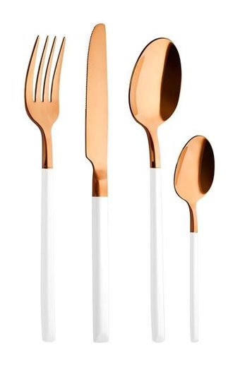 Aryıldız Soho Prestige 24 Parça 6 Kişilik Çatal Kaşık Bıçak Takımı Beyaz - Bronz