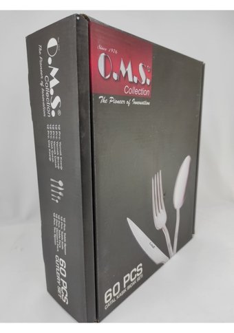 Oms Almendra 60 Parça 12 Kişilik Çatal Kaşık Bıçak Takımı Siyah