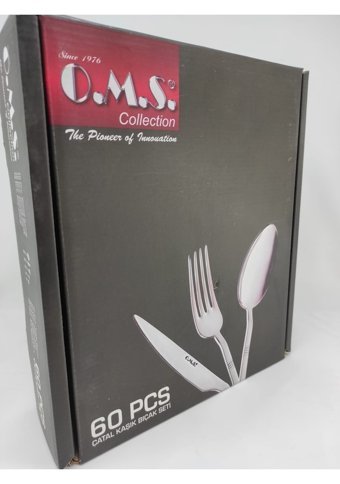 Oms Almendra 60 Parça 12 Kişilik Çatal Kaşık Bıçak Takımı Siyah