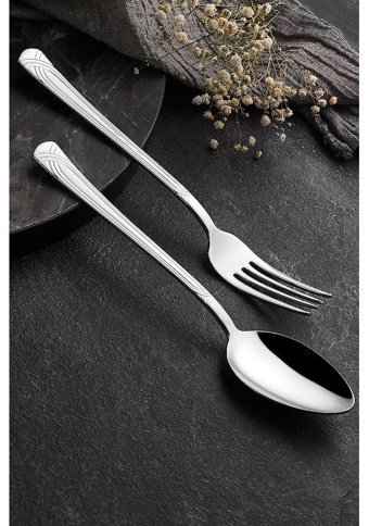 Avcı Sarma 30 Parça 6 Kişilik Çatal Kaşık Bıçak Takımı Gümüş