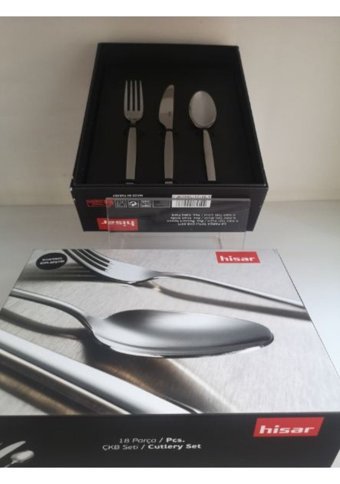 Hisar Cutlery 18 Parça 6 Kişilik Çatal Kaşık Bıçak Takımı Gümüş