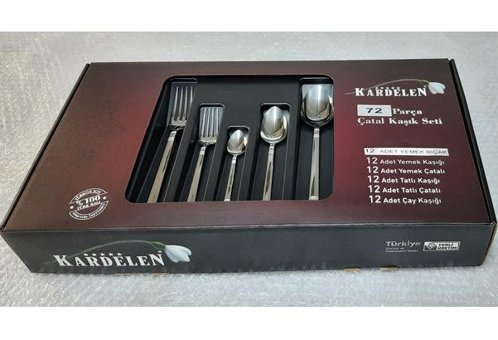 Kardelen Turkuaz 72 Parça 12 Kişilik Çatal Kaşık Bıçak Takımı Çelik