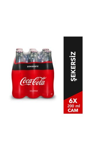 Coca Cola Şekersiz Şişe Kola 200 ml 6 Adet