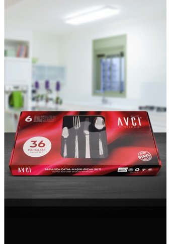 Avcı Ay Işığı 36 Parça 6 Kişilik Çatal Kaşık Bıçak Takımı Gümüş