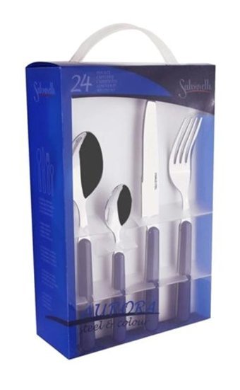 Salvinelli Aurora 24 Parça 6 Kişilik Çatal Bıçak Takımı Lacivert
