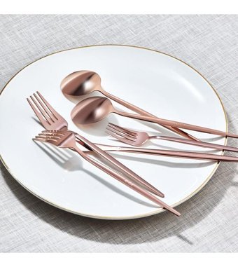 Apricot Faro 24 Parça 6 Kişilik Çatal Kaşık Bıçak Takımı Rose Gold
