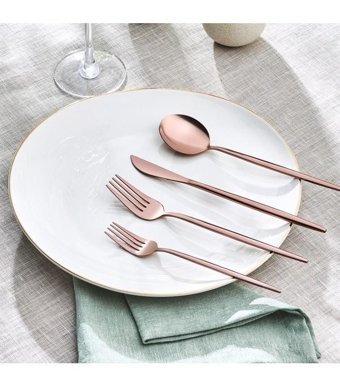 Apricot Faro 24 Parça 6 Kişilik Çatal Kaşık Bıçak Takımı Rose Gold