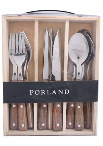 Porland Woodea 18 Parça 6 Kişilik Çatal Kaşık Bıçak Takımı Gümüş