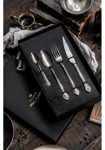 Crown 16 Parça 4 Kişilik Çatal Kaşık Bıçak Takımı Gümüş