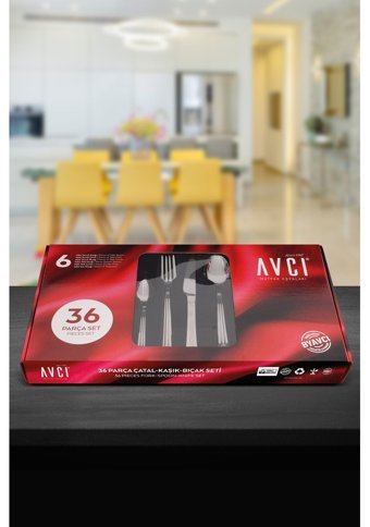 Avcı Yakamoz 36 Parça 6 Kişilik Çatal Kaşık Bıçak Takımı Gümüş