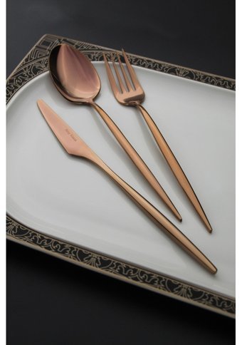 Amy Klaus Luxury 84 Parça 16 Kişilik Çatal Kaşık Bıçak Takımı Bronz