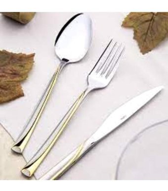 Nehir Fiesta 84 Parça 12 Kişilik Çatal Kaşık Bıçak Takımı Gold-Gümüş