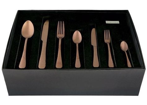 Porland Robus Mat 84 Parça 12 Kişilik Çatal Kaşık Bıçak Takımı Bakır