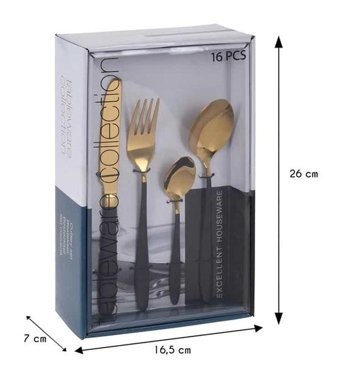 Tmall Home 16 Parça 4 Kişilik Çatal Kaşık Takımı Siyah