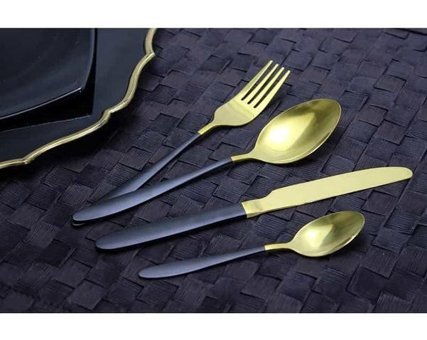 Tmall Home 16 Parça 4 Kişilik Çatal Kaşık Takımı Siyah