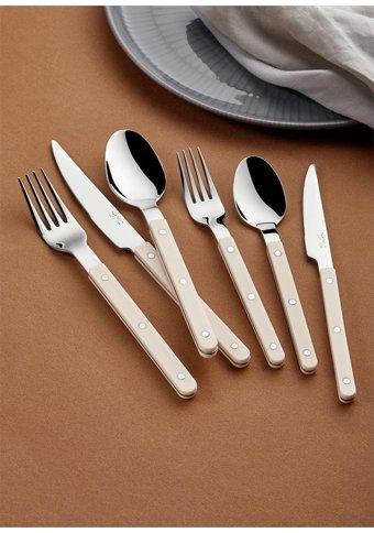 The Mia Comida 24 Parça 6 Kişilik Çatal Kaşık Bıçak Takımı Bej