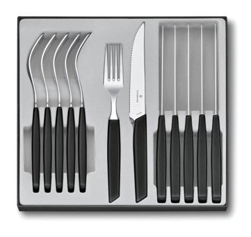 Victorinox 12 Parça 6 Kişilik Çatal Kaşık Bıçak Takımı Siyah