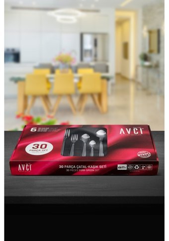 Avcı Yakamoz 30 Parça 6 Kişilik Çatal Kaşık Takımı Gümüş