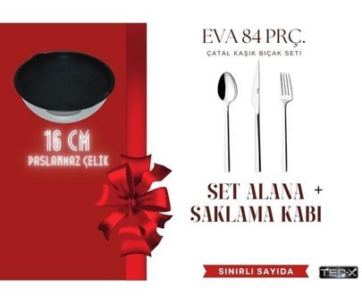 Tec-x Eva 84 Parça 12 Kişilik Çatal Kaşık Bıçak Takımı Çelik