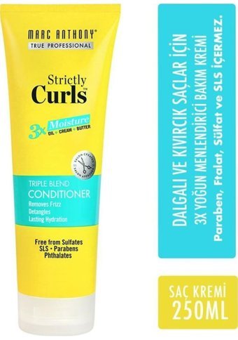 Marc Anthony Strictly Curls 3X Besleyici Nemlendirici Hindistan Cevizi Marula Yağı Shea Yağı Tüm Saçlar Dalgalı Kıvırcık Saçlar İçin Kadın Saç Kremi 250 ml