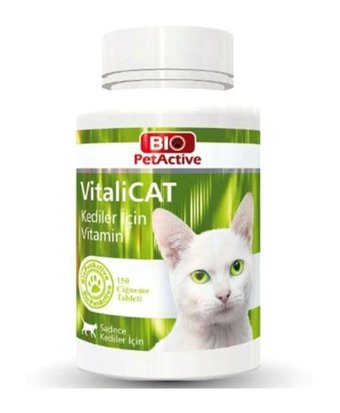 Bio PetActive Vitalicat E Vitamini Multivitamini Bağışıklık Güçlendirici Yetişkin Kedi Vitamini Tablet 150 Adet