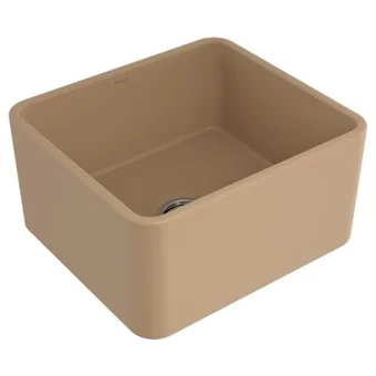 Bocchi Lavello 1136-011-0120-03 455 mm Damlalıksız Tezgah Altı Tek Gözlü Kare Orta Granit Eviye Bej