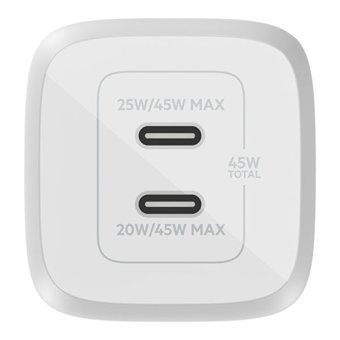 Belkin Dual Universal Type C Kablolu 45 W Çoklu Hızlı Şarj Aleti Beyaz