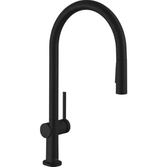 Hansgrohe Talis M54 Kuğu Çift Girişli Aç Kapa Eviye Bataryası Siyah