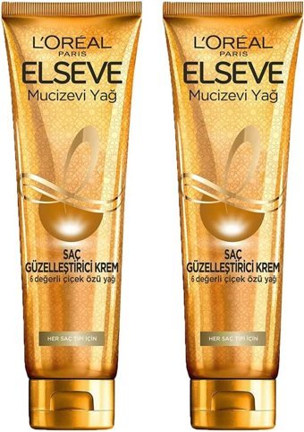 L'oréal Paris Elseve Mucizevi Yağ Canlandırıcı Parlaklık Veren Çiçek Özü Kadın Saç Kremi 2 x 150 ml