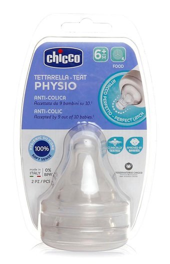 Chicco Wellbeing Silikon 6+ Ay Hızlı Akış Geniş Ağızlı Damaklı Biberon Emziği