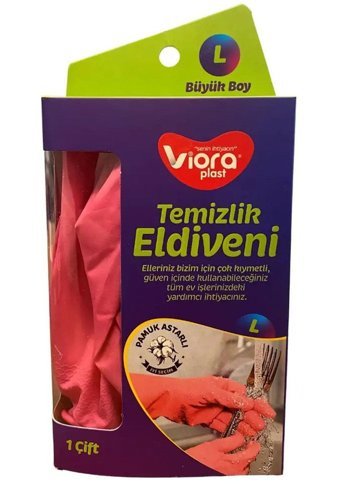 Viora Pembe Large 1 Çift Temizlik Eldiveni