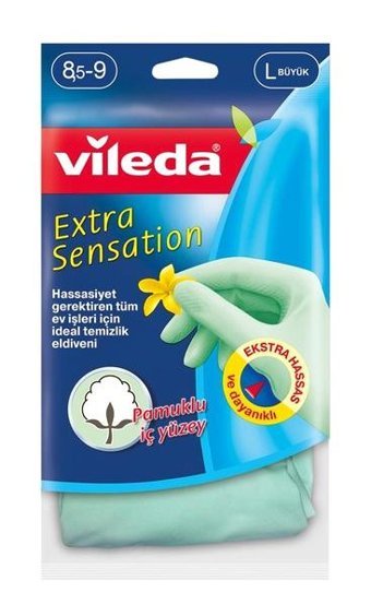 Vileda Extra Sensation Yeşil Large 1 Çift Temizlik Eldiveni