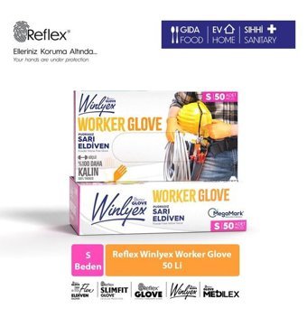 Reflex Winxley Worker Sarı Small 50 Adet Bulaşık Eldiveni