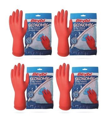 Beybi Kırmızı Large 4 Çift Bulaşık Eldiveni