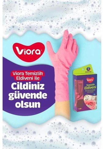 Viora Pembe Medium 1 Çift Temizlik Eldiveni