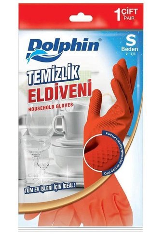 Dolphin Kırmızı Small 3 Çift Temizlik Eldiveni