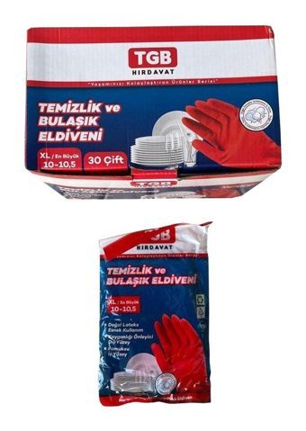 Tgb No 8 Kırmızı Medium 1 Çift Temizlik Eldiveni