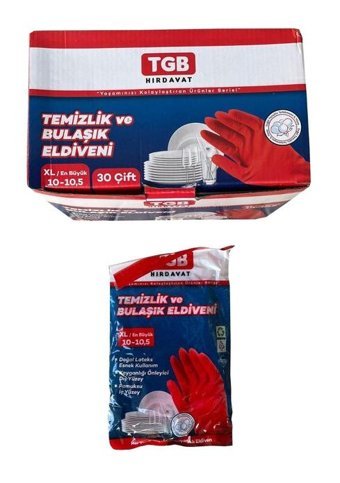 Tgb No 9 Kırmızı Large 1 Çift Temizlik Eldiveni