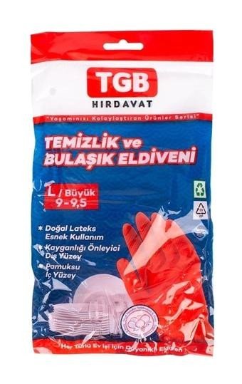Tgb No 9 Kırmızı Large 1 Çift Temizlik Eldiveni