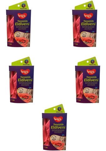 Viora Pembe Large 5 Çift Temizlik Eldiveni