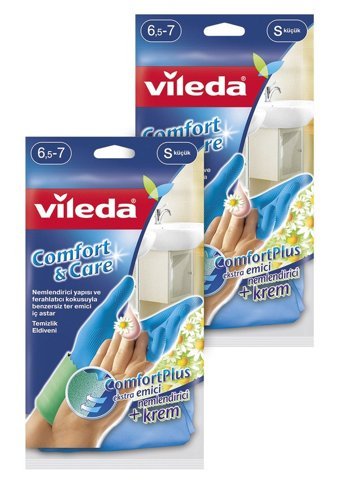Vileda Comfort & Care Pembe Small 2 Çift Temizlik Eldiveni