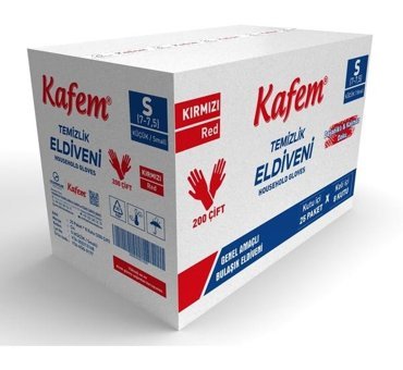 Kafem Kırmızı Small 200 Çift Temizlik Eldiveni