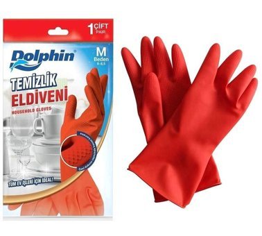 Dolphin Kırmızı Medium 1 Çift Temizlik Eldiveni