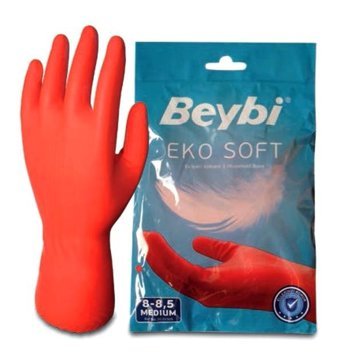 Beybi Eko Soft Kırmızı Medium Tekli Temizlik Eldiveni