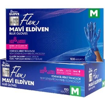 Reflex Glove Flex Mavi Medium 4 x 100 Adet Bulaşık Eldiveni